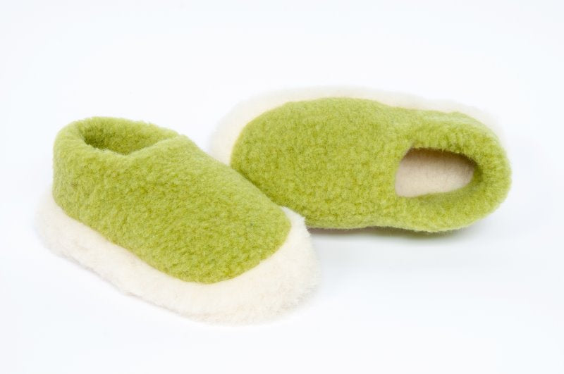 YOKO Full Wool Slippers - Pea Green