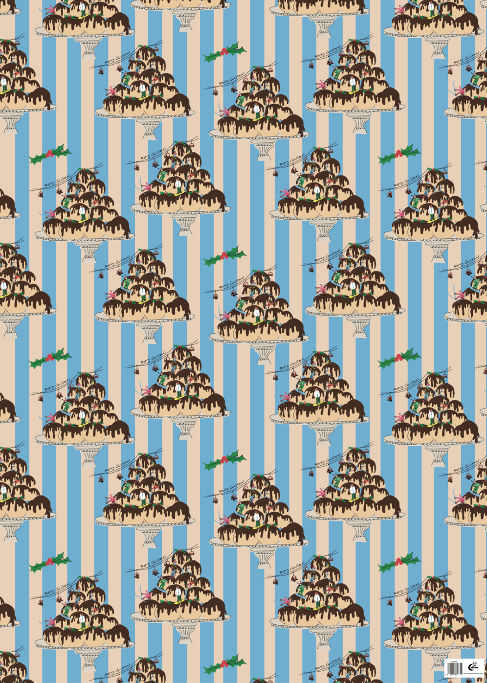 Christmas gift wrap Skiing on Profiteroles