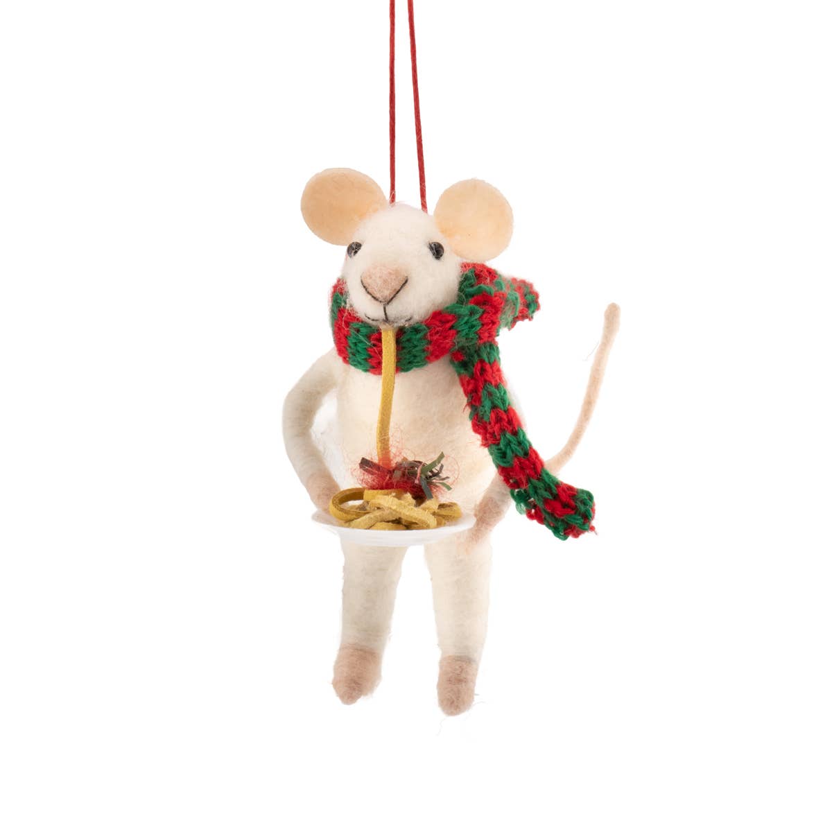 Mouse Eating Spaghetti Felt Decoration