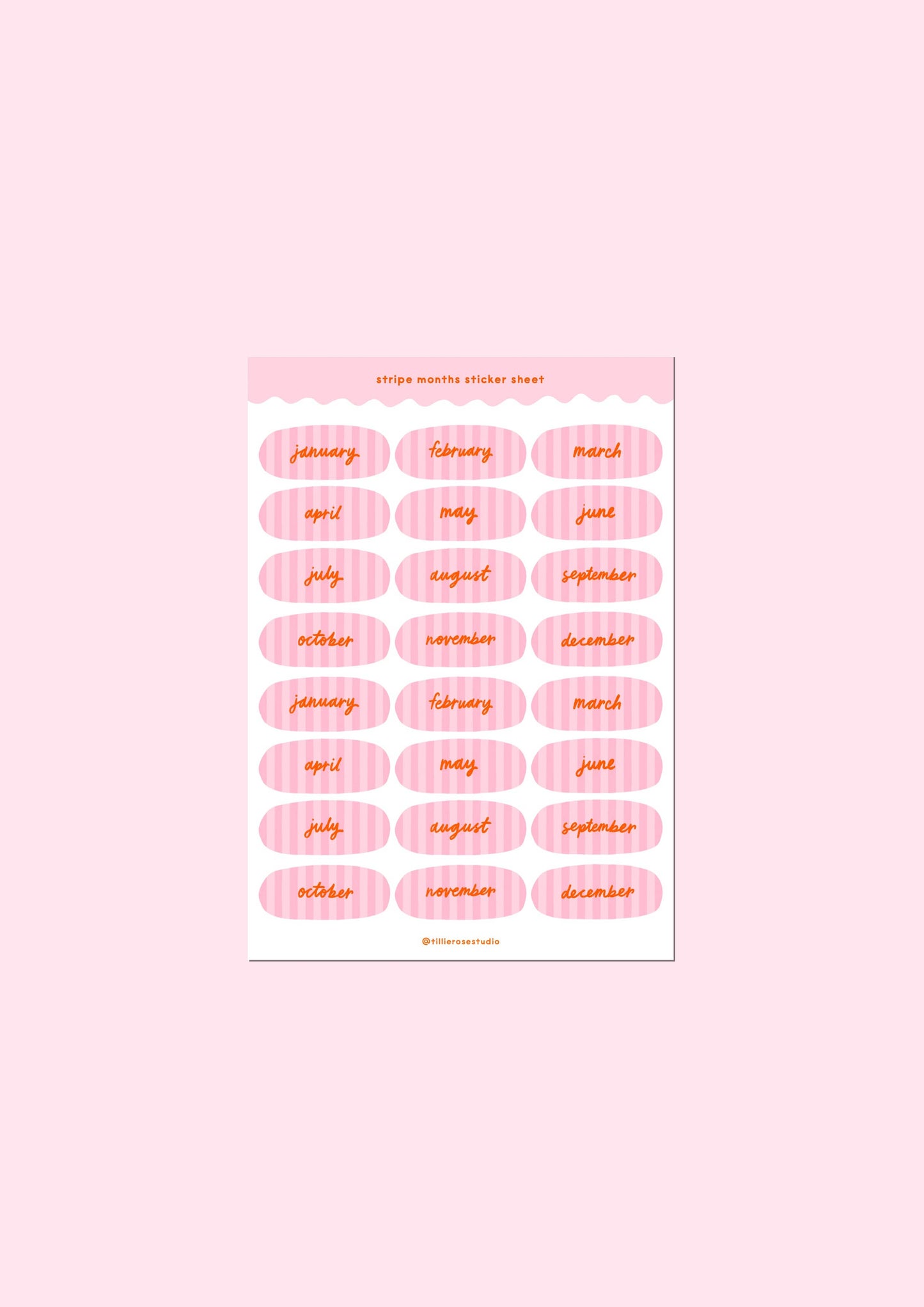 Pink Stripe Months Sticker Sheet