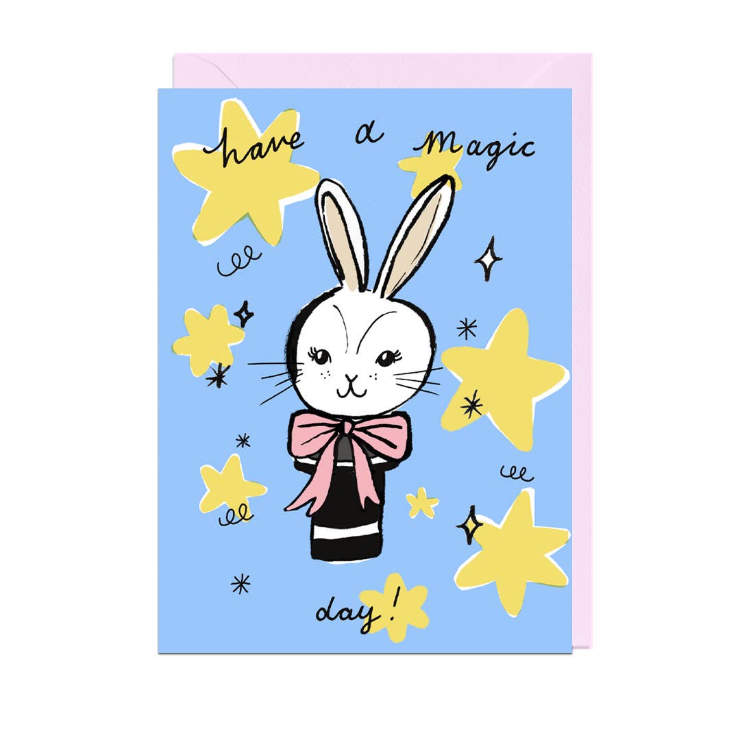 HAVE A MAGIC DAY RABBIT, PALE PINK ENVELOPE Card