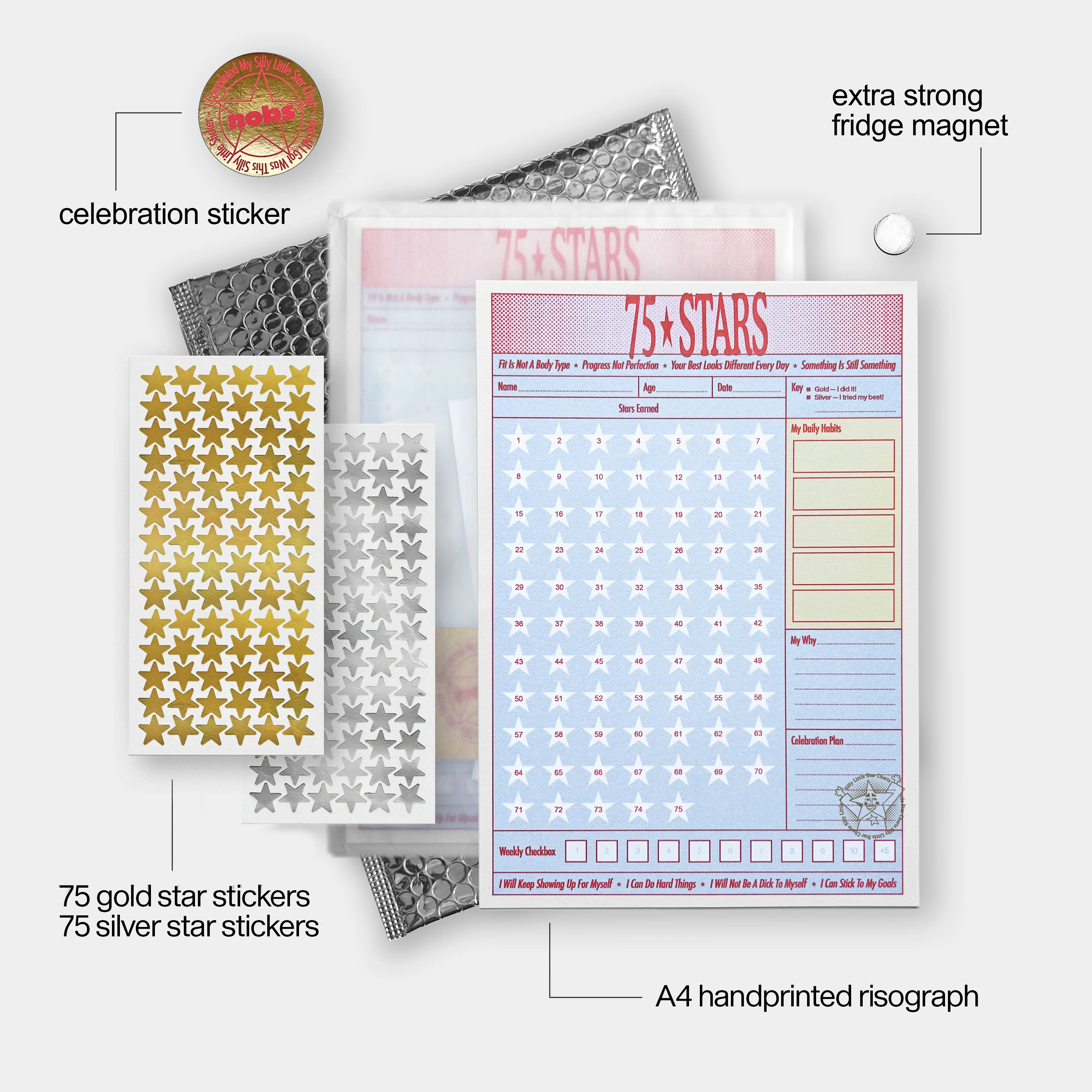 Silly Little Star Chart 75 stars daily habit tracker Good Days