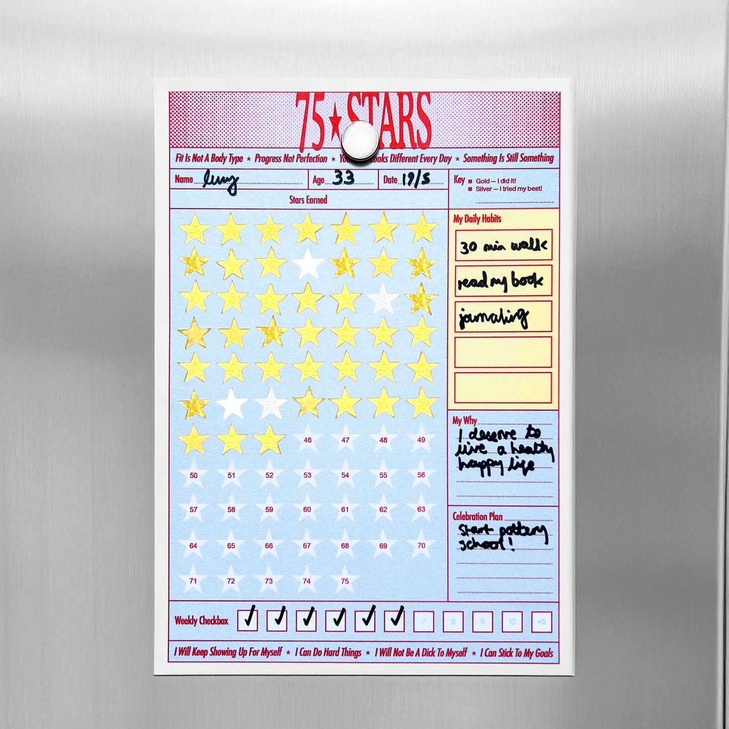 Silly Little Star Chart - 75 stars daily habit tracker