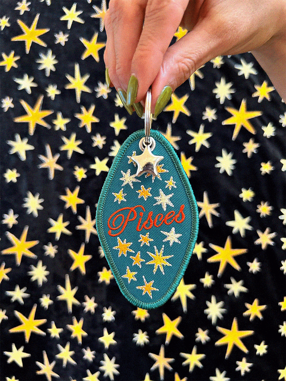 Pisces Embroidered Retro Motel Keychain