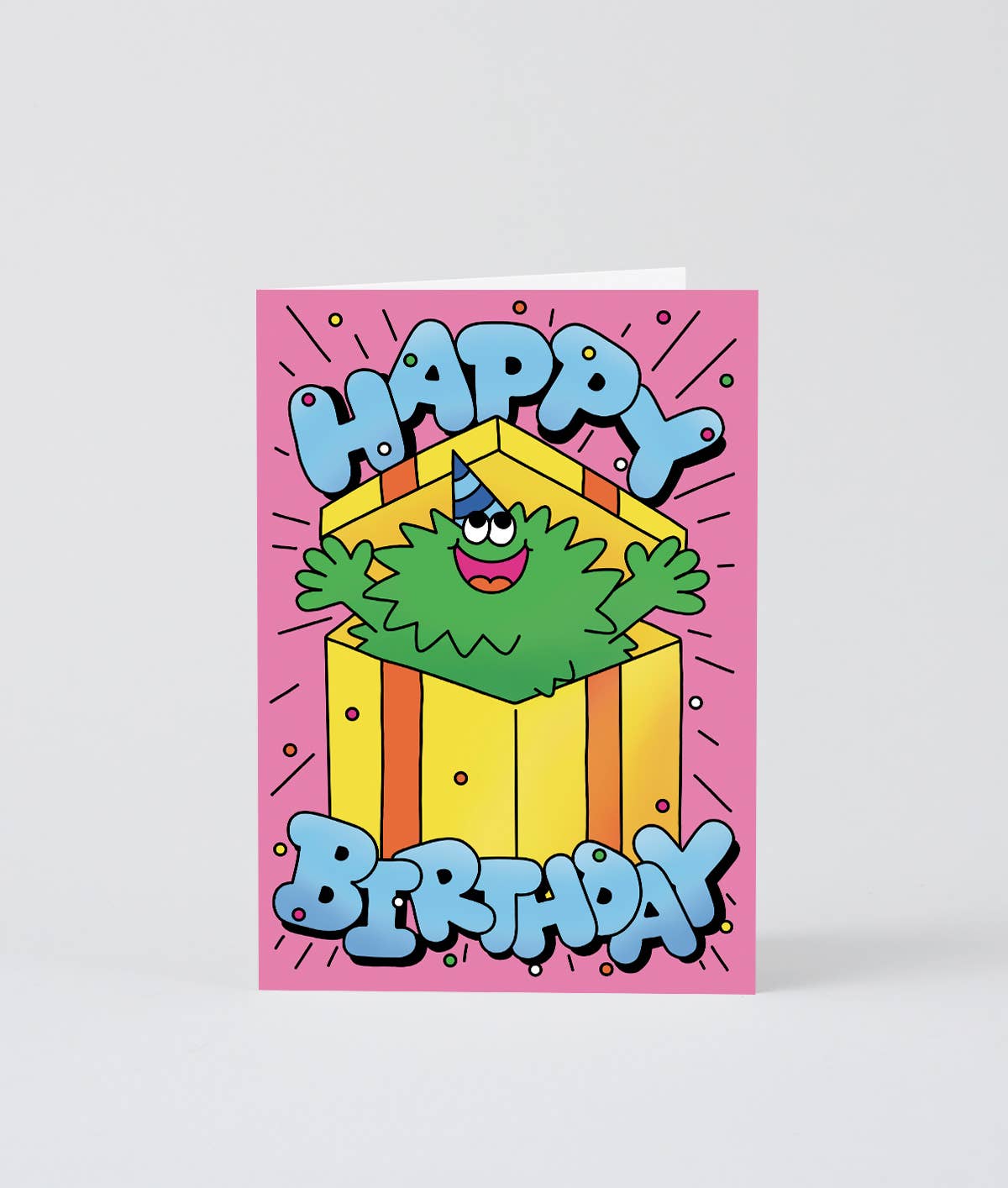 Happy Birthday Guy In Present Greetings Card