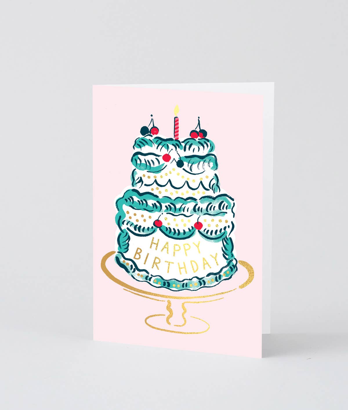 Happy Birthday Cake and Candle Greetings Card