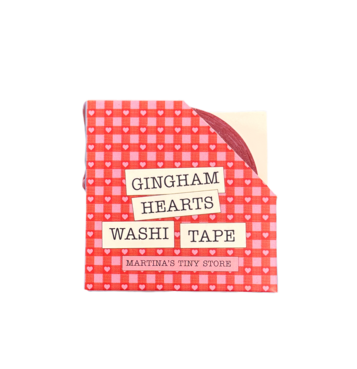 Martina's Tiny Store Red Gingham Hearts Washi Tape