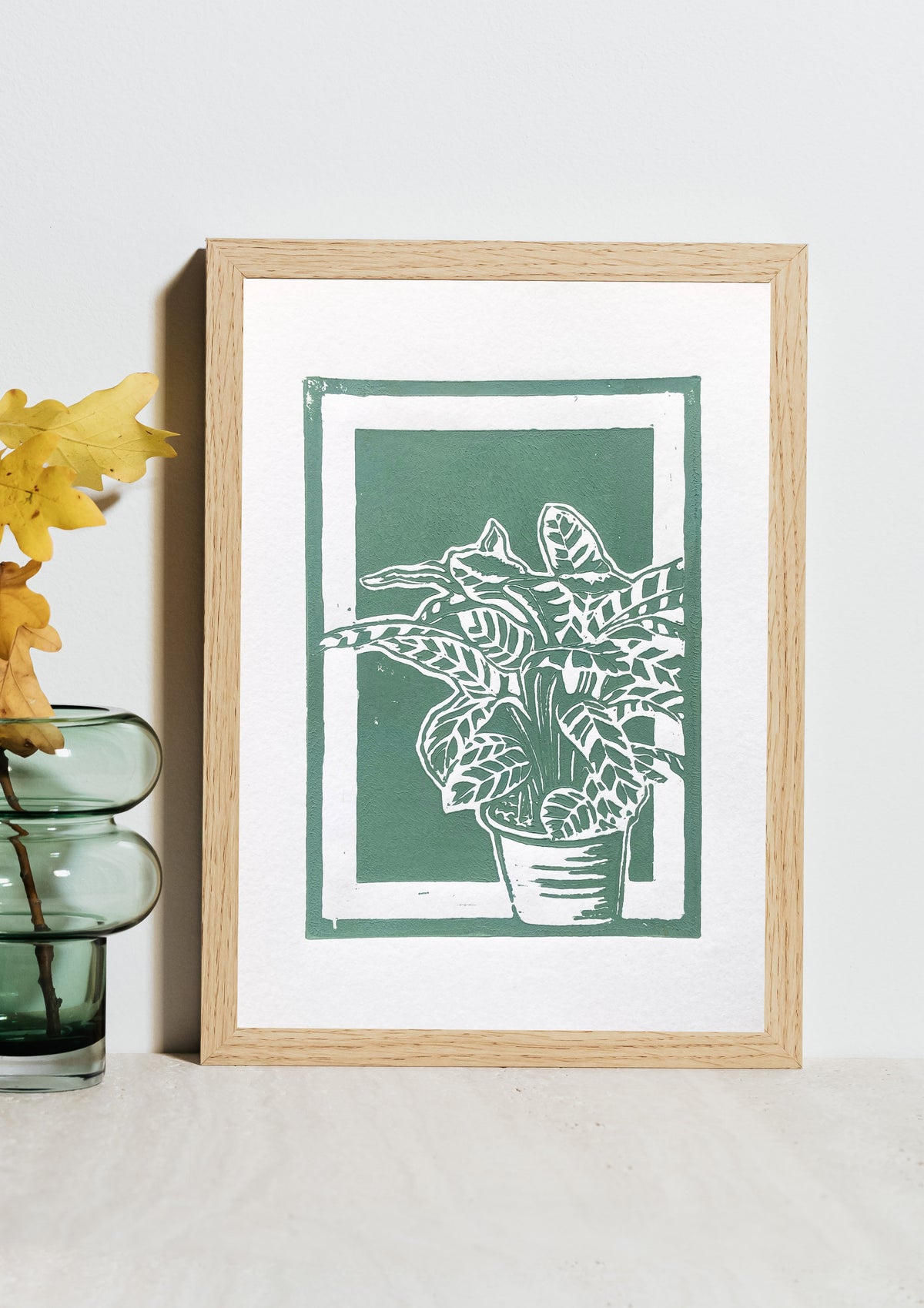 Potted Calathea - A4 Lino Print