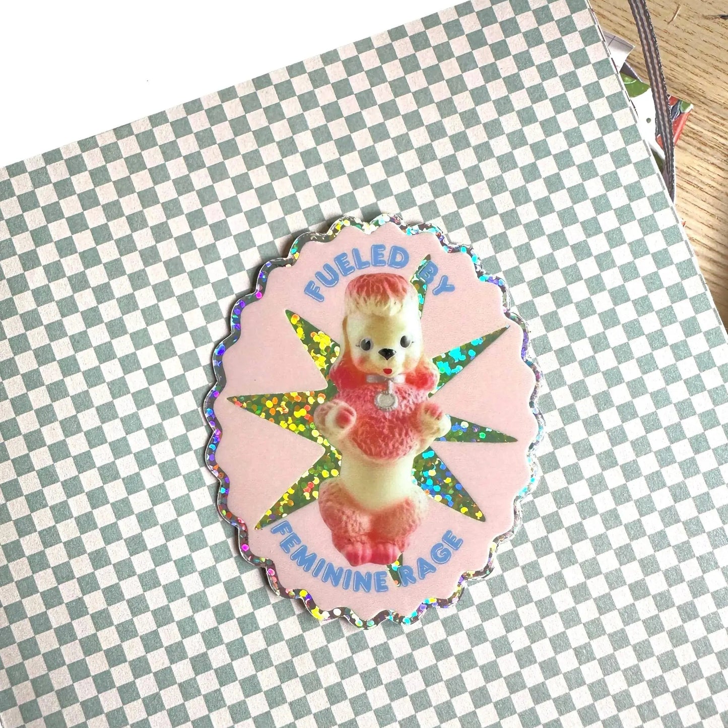 Fueled By Feminine Rage Poodle Vinyl Glitter Sticker