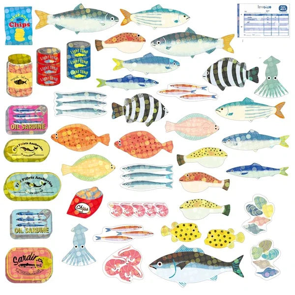 HACO Fish Market Fish Supplies - Box of Flake Japanese Stickers