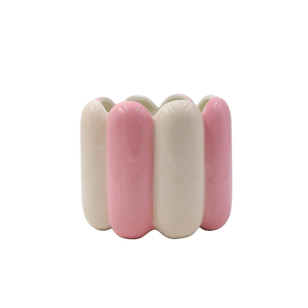 Maia - Pink and White Marshmallow Plant Pot