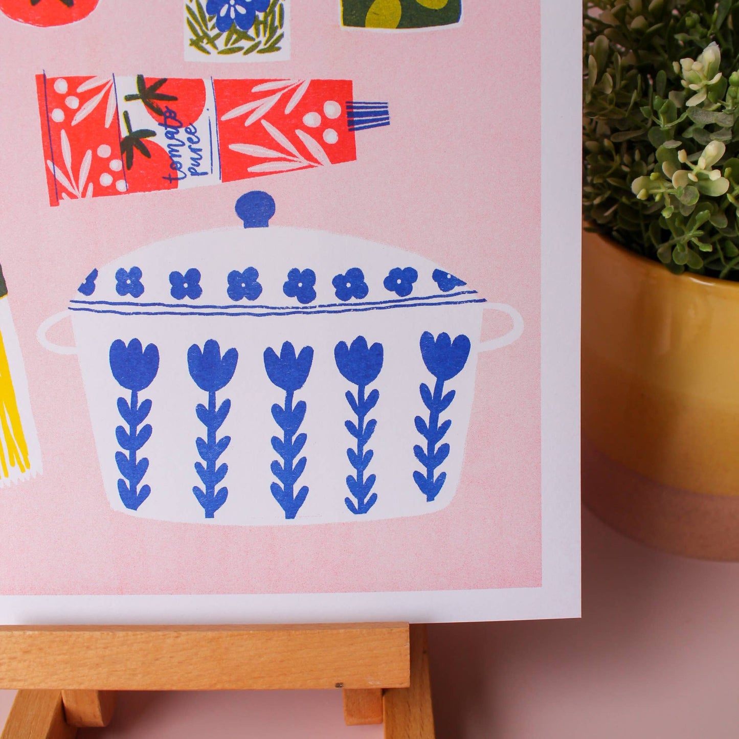 Pasta Making Risograph Print A4