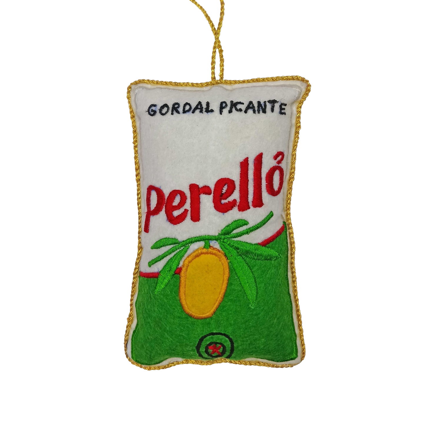 Perelló Olives Embroidered Decoration, 10cm