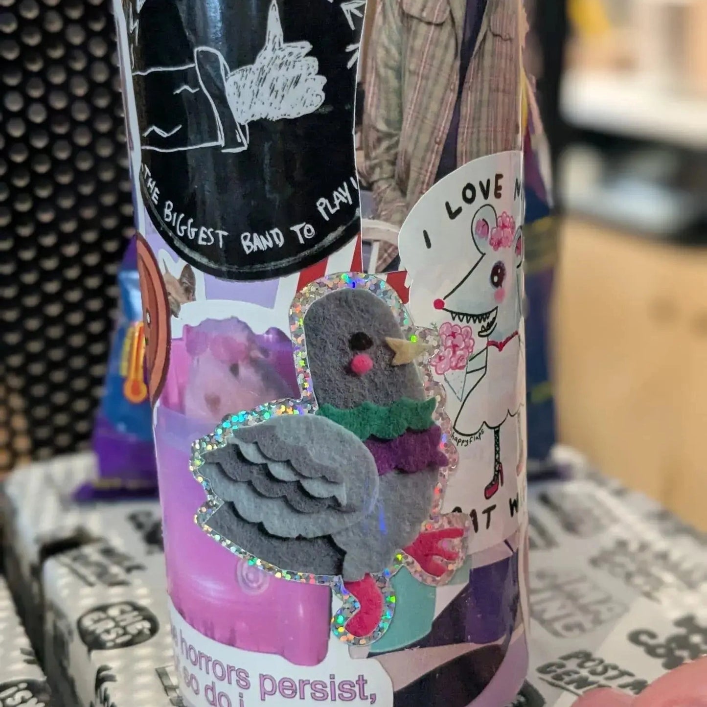 Pigeon Glitter Vinyl Sticker