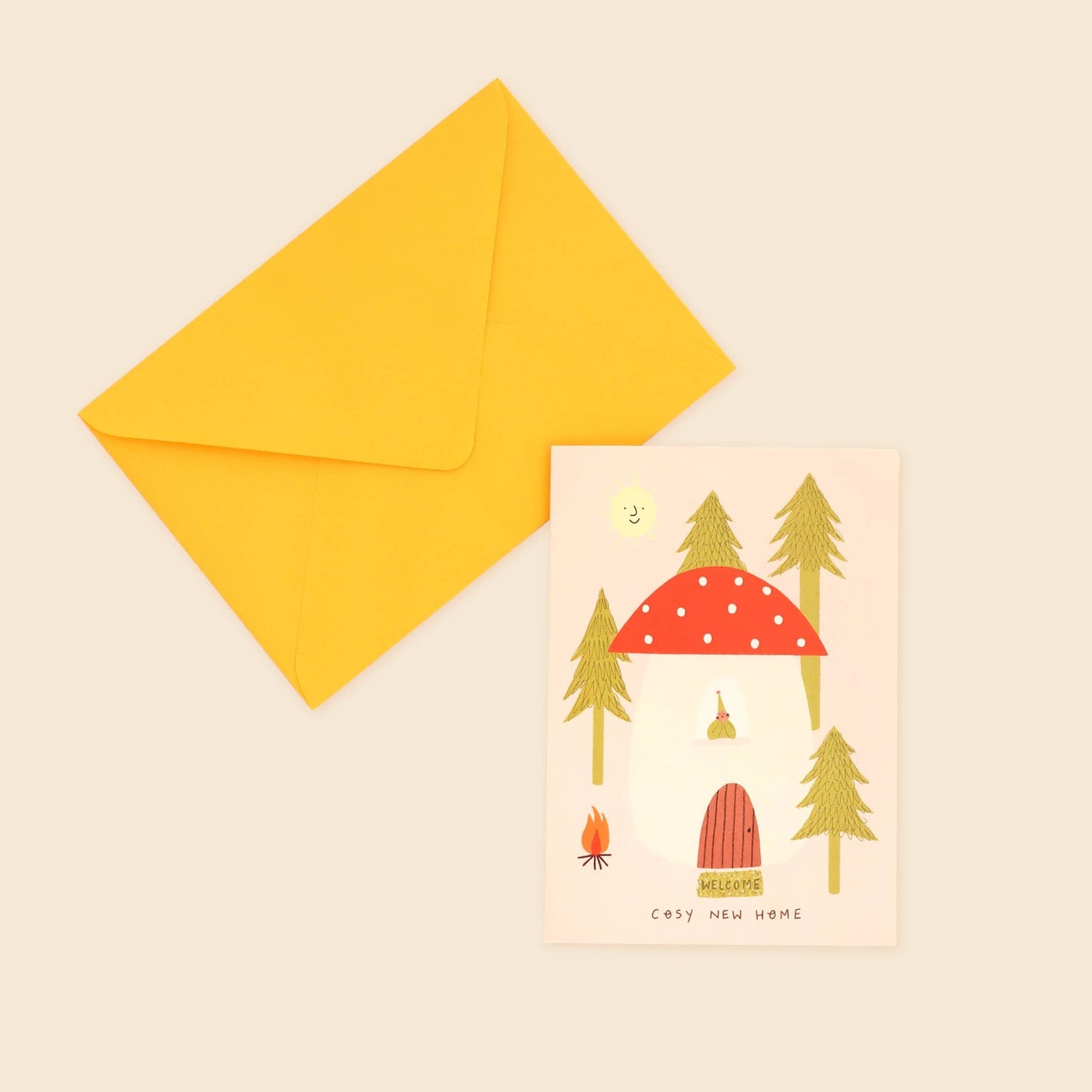 Toadstool Cosy New Home Card | Folky Moving Card | Woodland