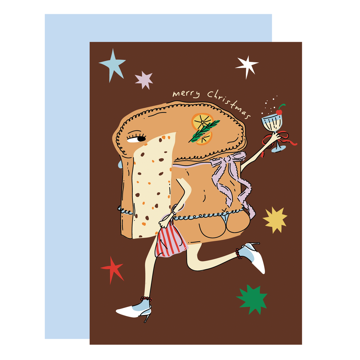 Christmas card 2025 - ‘Panettone in Boots’ UK greeting card