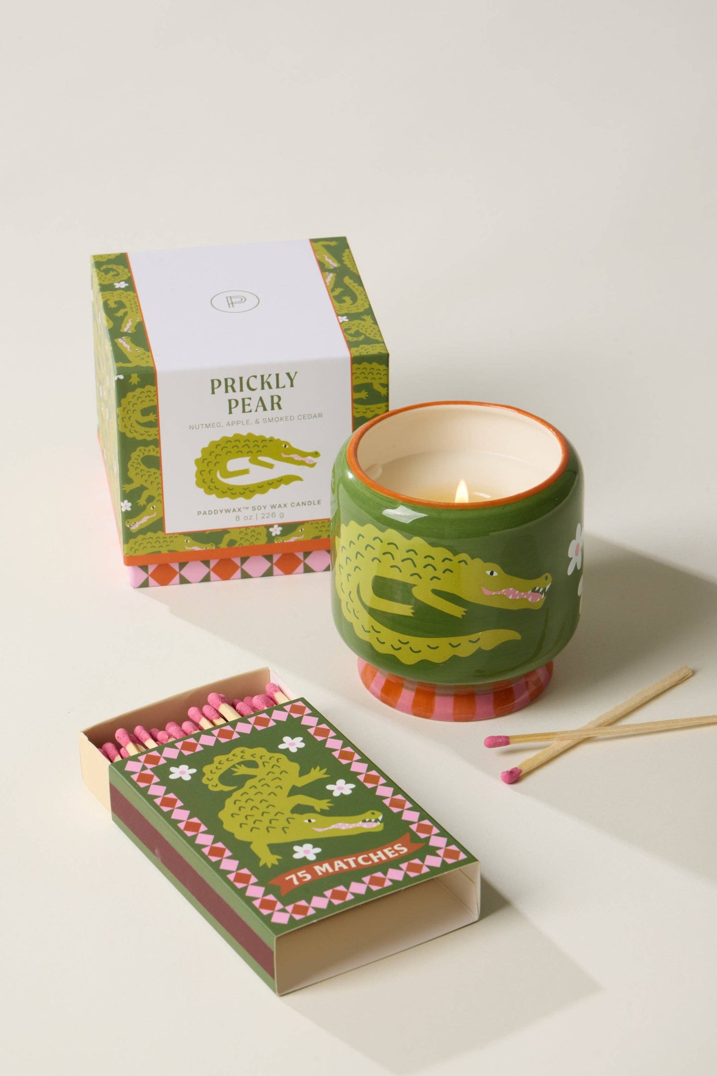 Paddywax A Dopo Crocodile Ceramic Candle - Prickly Pear
