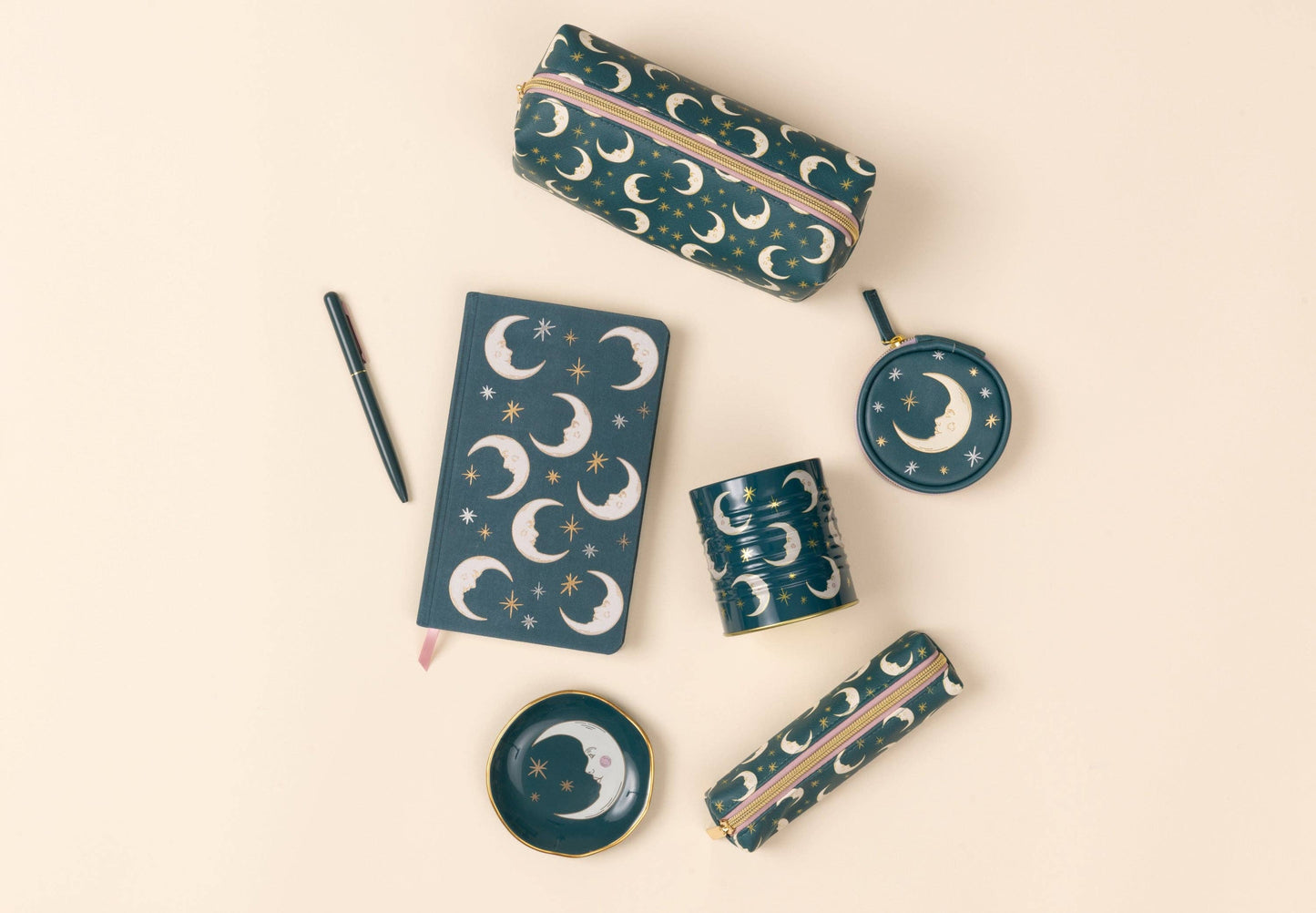 Celestial Bookcloth Journal - Teal Moon