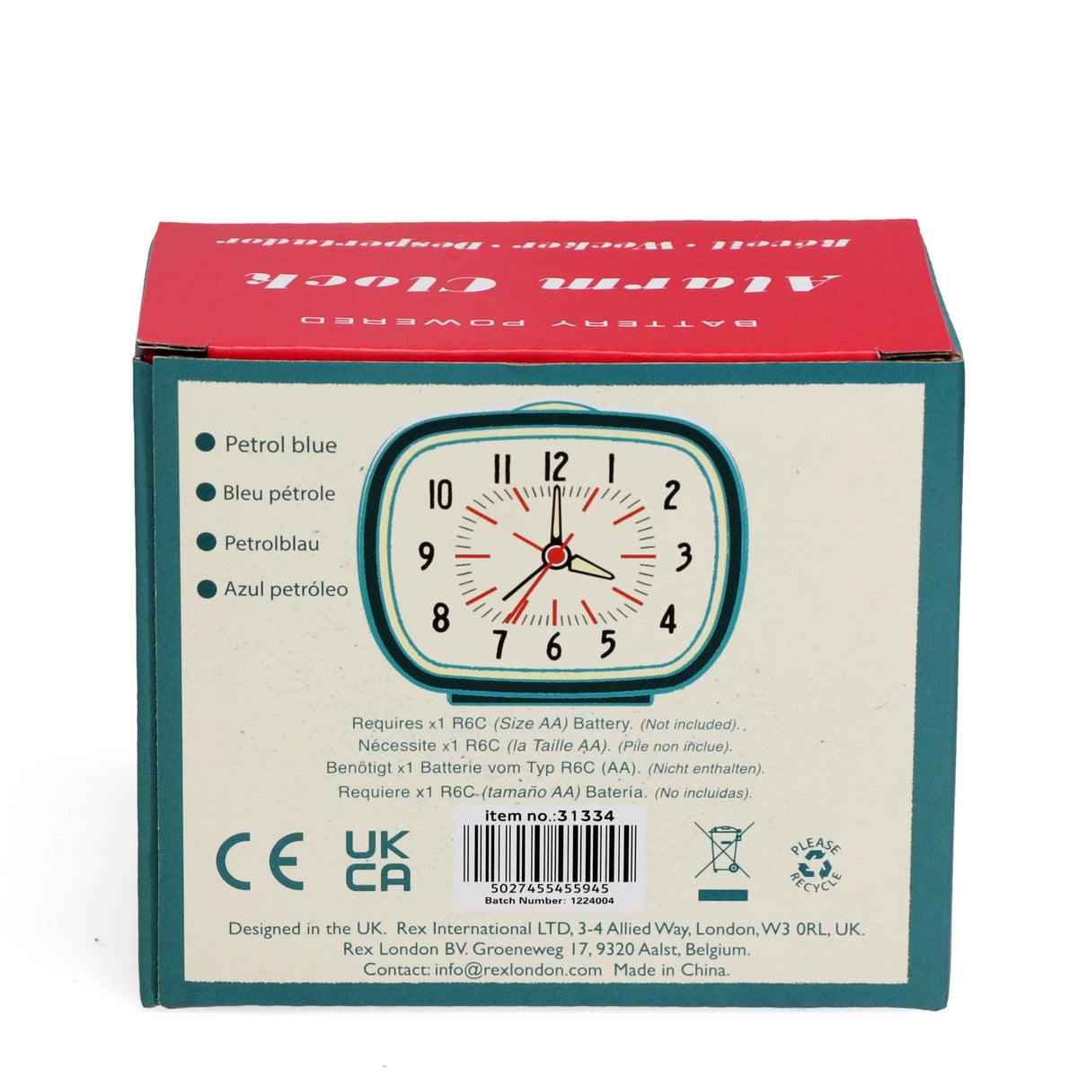 Retro Alarm Clock - Petrol Blue