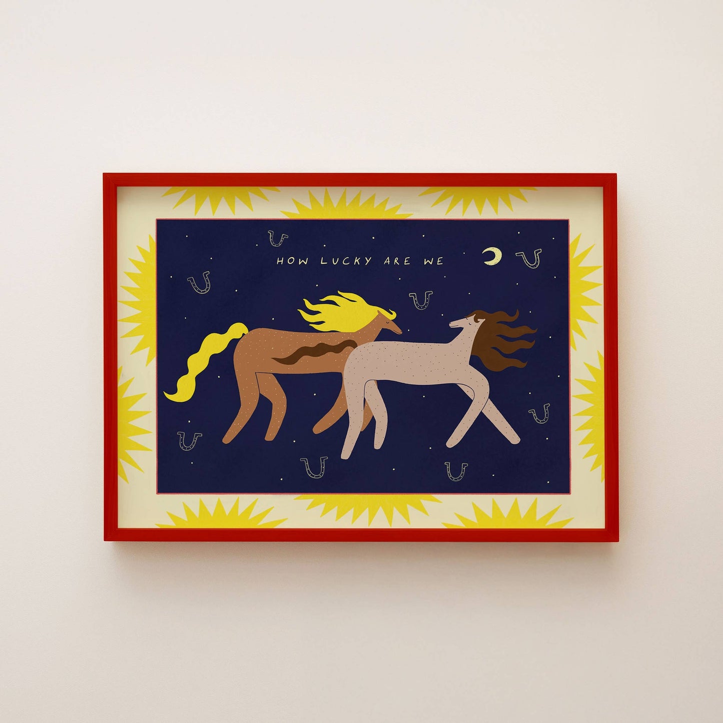 How Lucky Are We Art Print | Western Horses Wall Art: A5