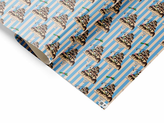 Christmas gift wrap Skiing on Profiteroles