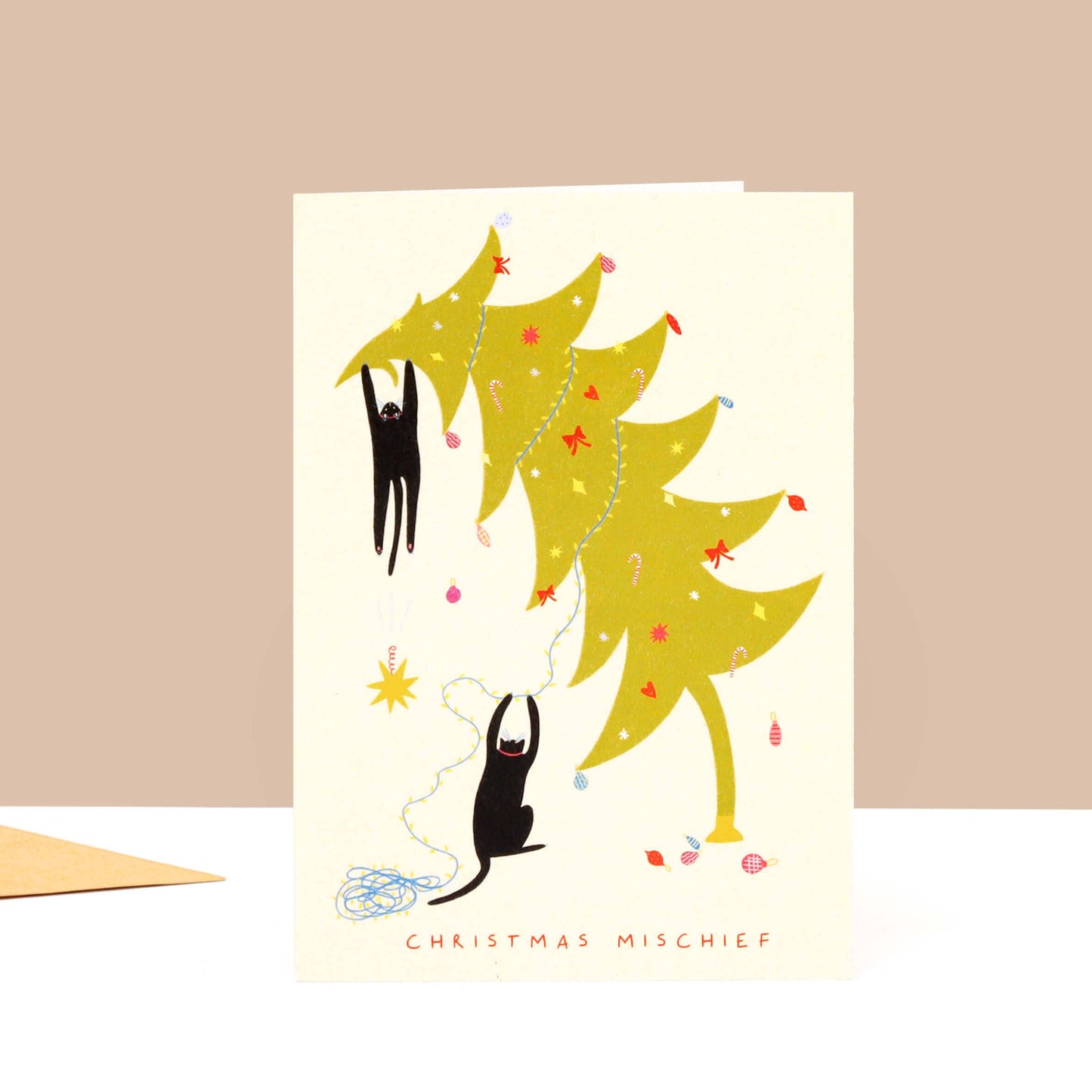 Mischief Christmas Card | Funny | Cat Card | Christmas Tree