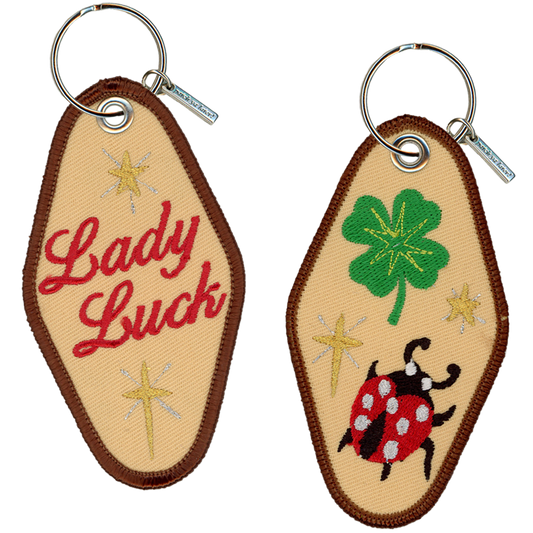Lady Luck Embroidered Retro Motel Keychain