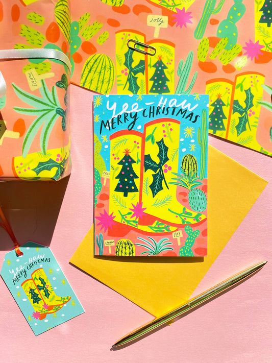 Yee-Haw Merry Christmas Greetings Card | Xmas Festive Merry
