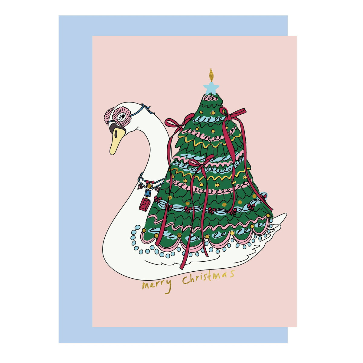 Whimsical swan, Christmas card 2026