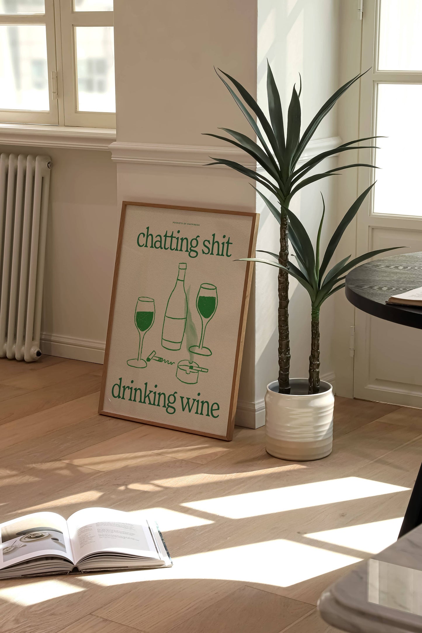 Funny Wine Art Print – Kitchen Wall Decor: Pink / Unframed / A5