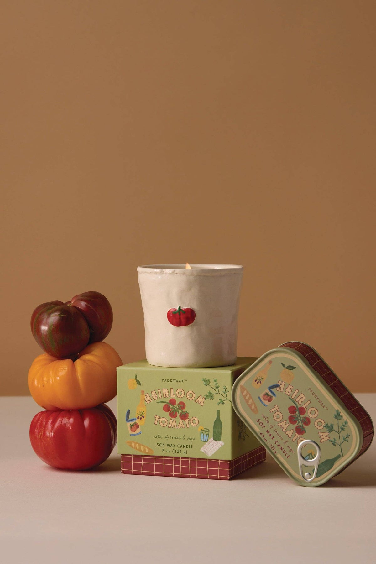 Paddywax Bistro 8oz/226g Tomato Embossed Ceramic Candle - Heirloom Tomato Boxed