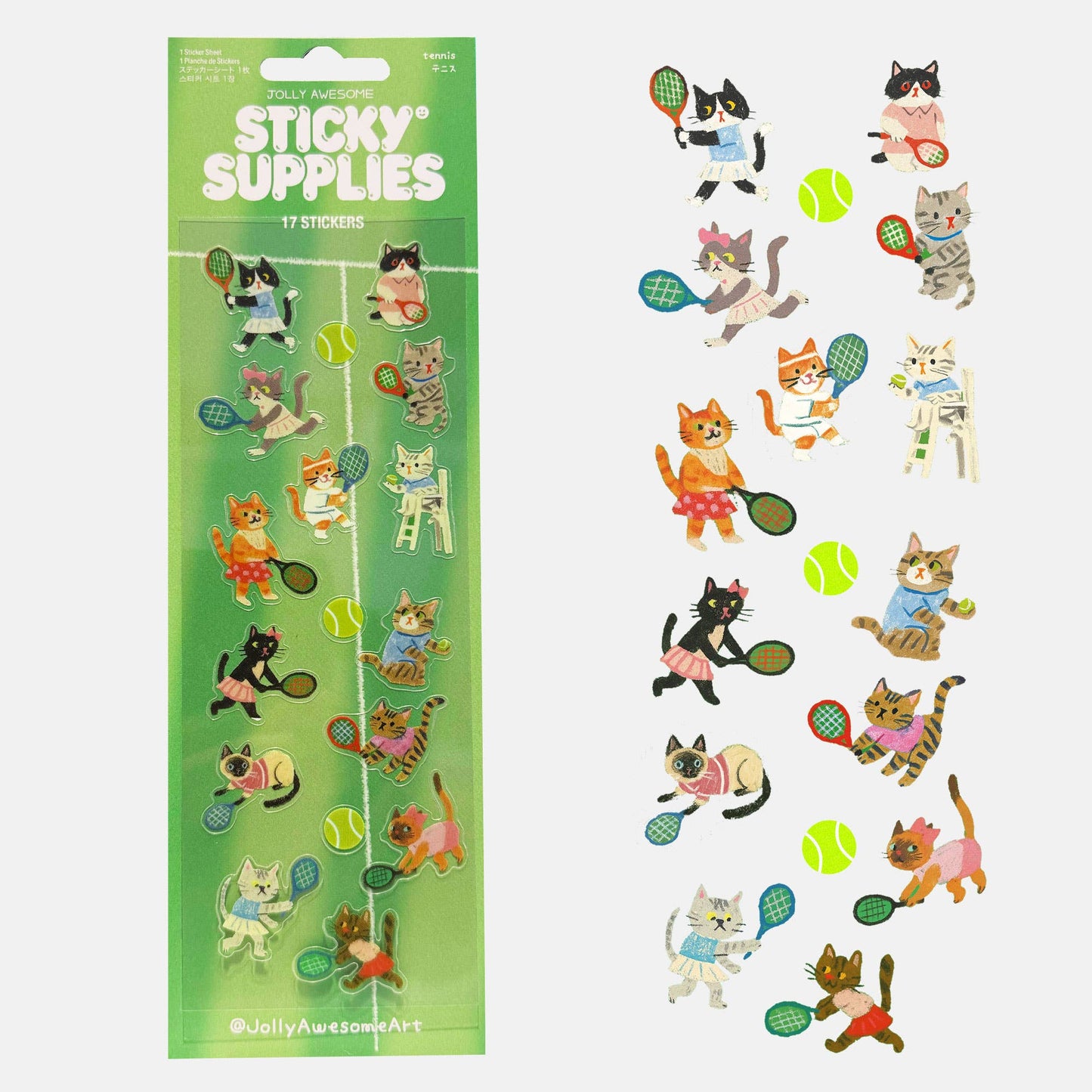 TENNIS CATS STICKER SHEET