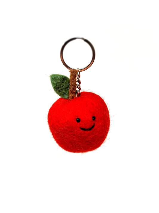 Felt Keychain - Red Apple Keyring