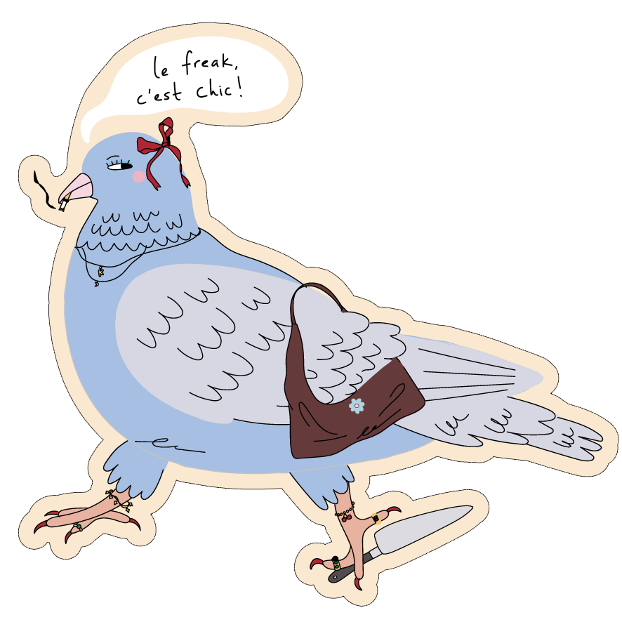 Le freak Pigeon, glitter gloss sticker, die cut sticker
