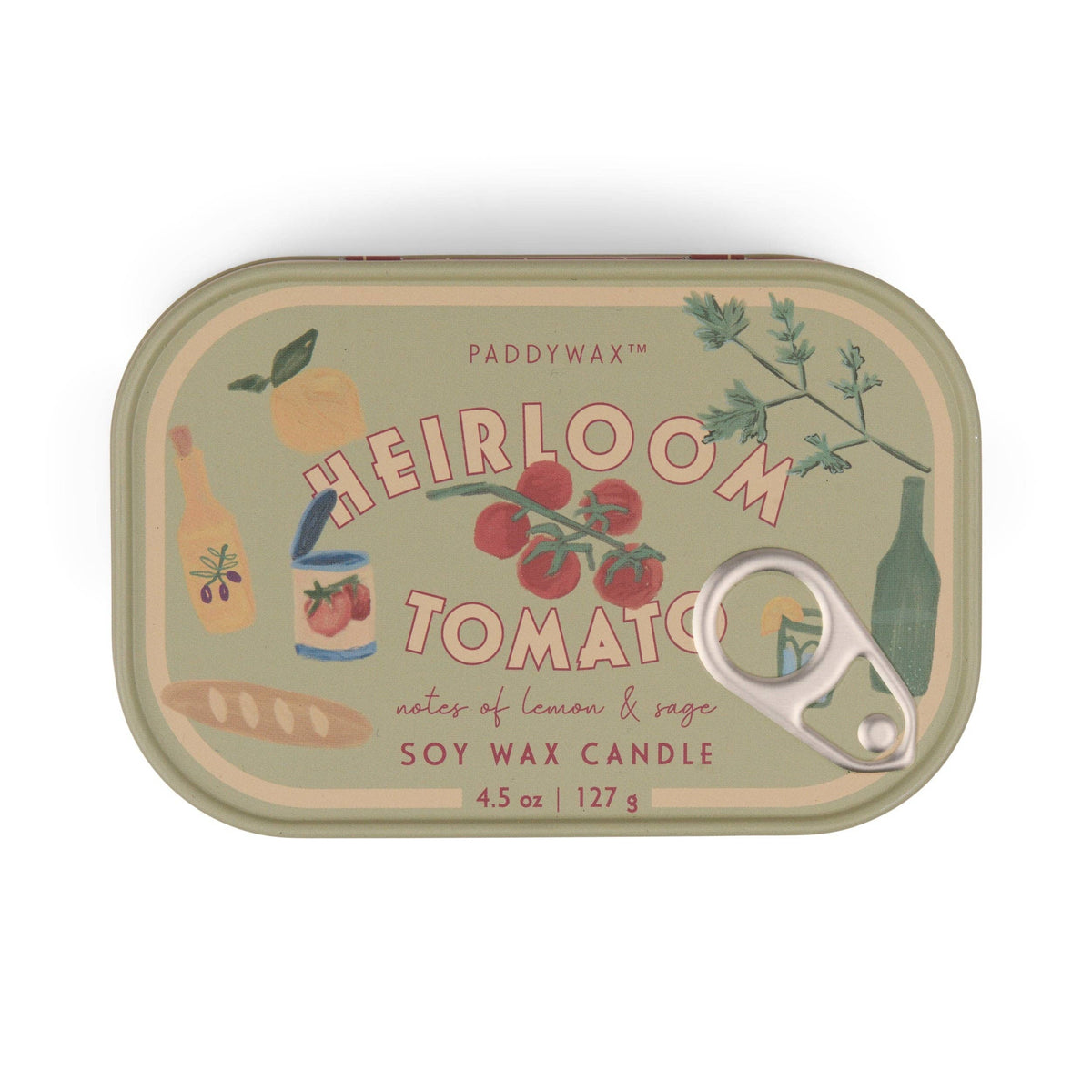 Paddywax Bistro 4.5oz/127g Tomato Printed Tin Candle - Heirloom Tomato