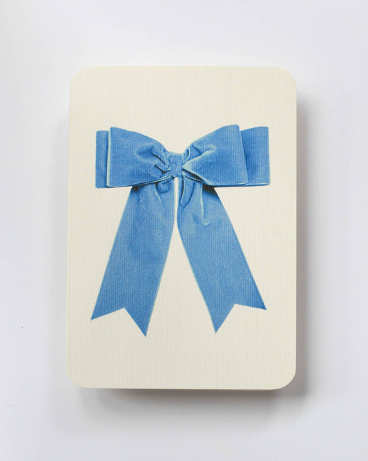 Baby Blue Velvet Bow Greeting Card | Birthday Card