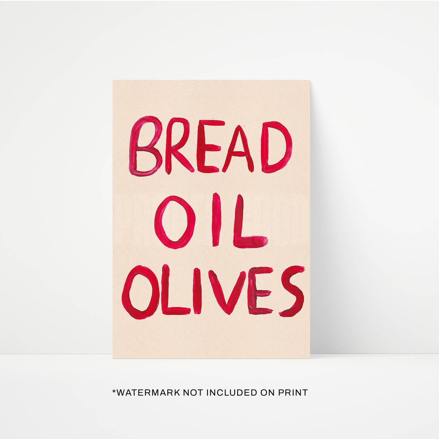 Food Art Print – Bread, Oil, Olives - Kitchen Wall Decor: Unframed / A5