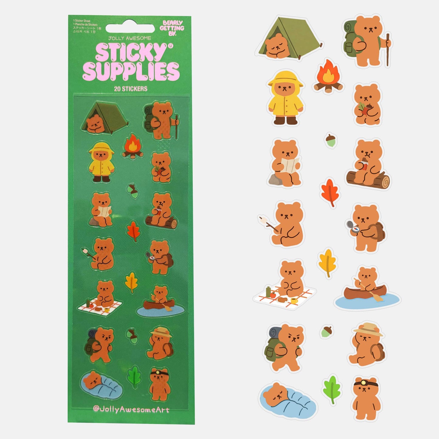 BEARLY GETTING BY OUTDOORS STICKER SHEET