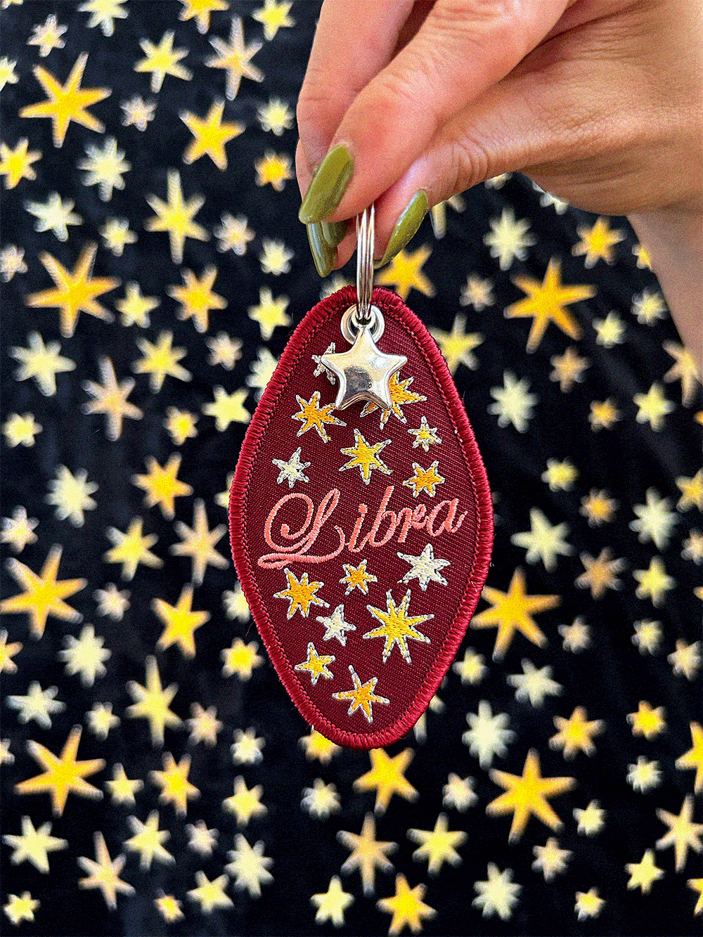 Libra Embroidered Retro Motel Keychain