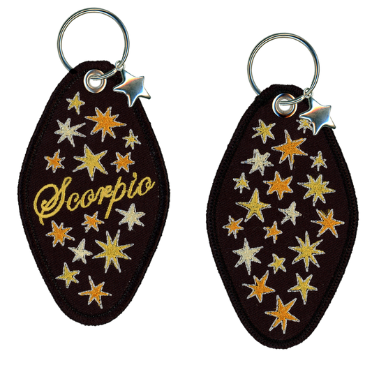 Scorpio Embroidered Retro Motel Keychain