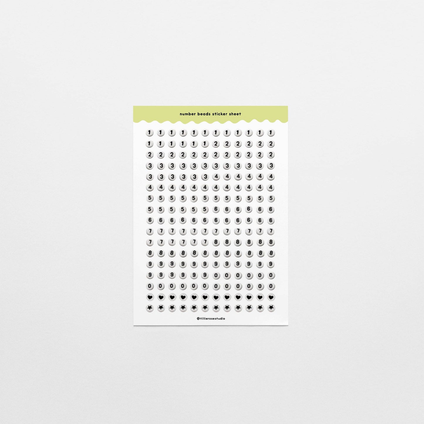 Number Bead Clear Vinyl Sticker Sheet
