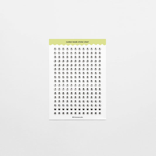 Number Bead Clear Vinyl Sticker Sheet