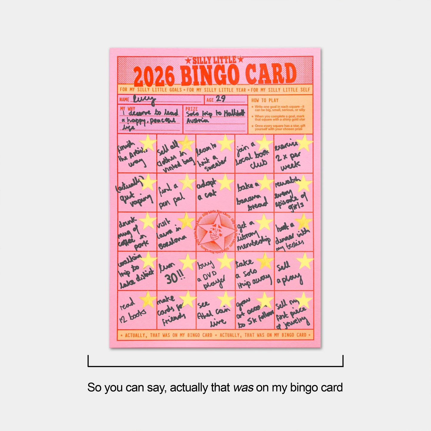 Silly Little Star Chart - 2026 Bingo Card