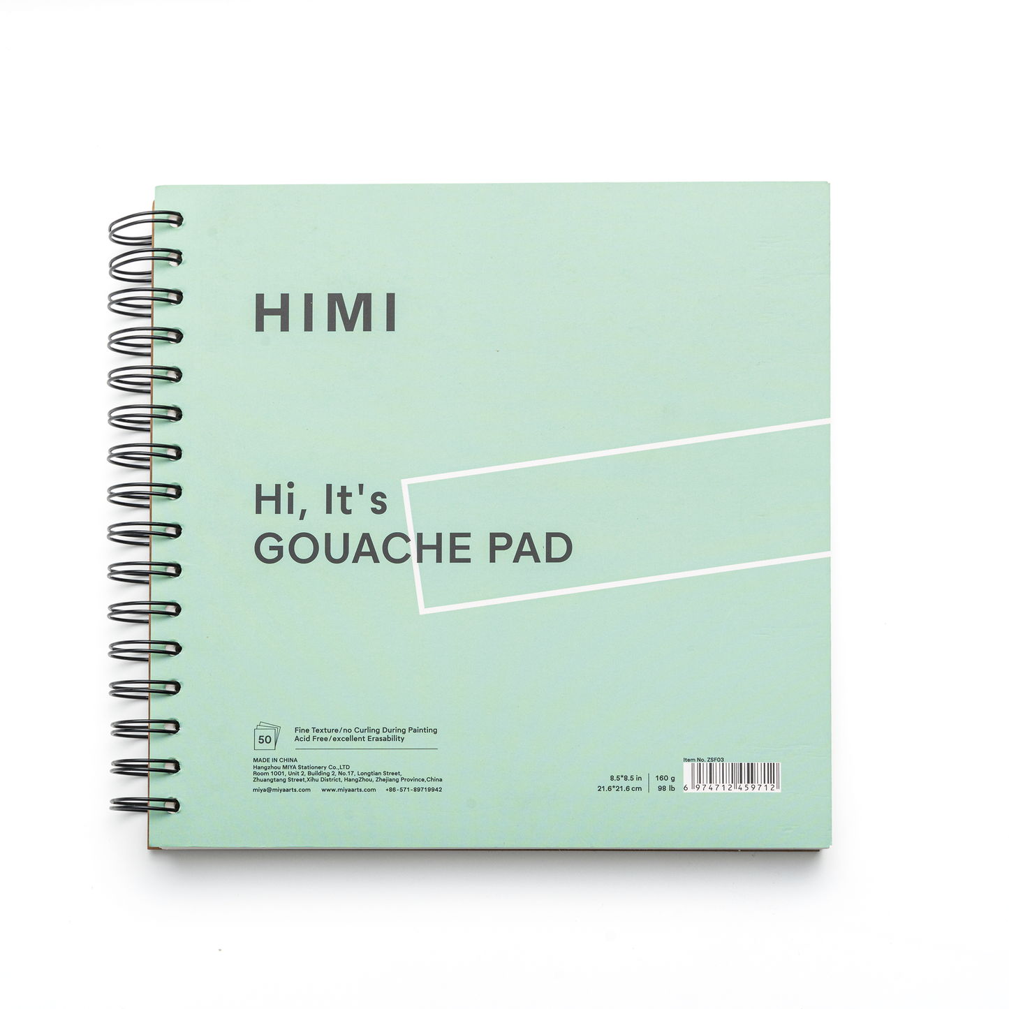 HIMI Paper Pad Gouache 21.5 x 21.5cm 160g 50 Sheets Spiral