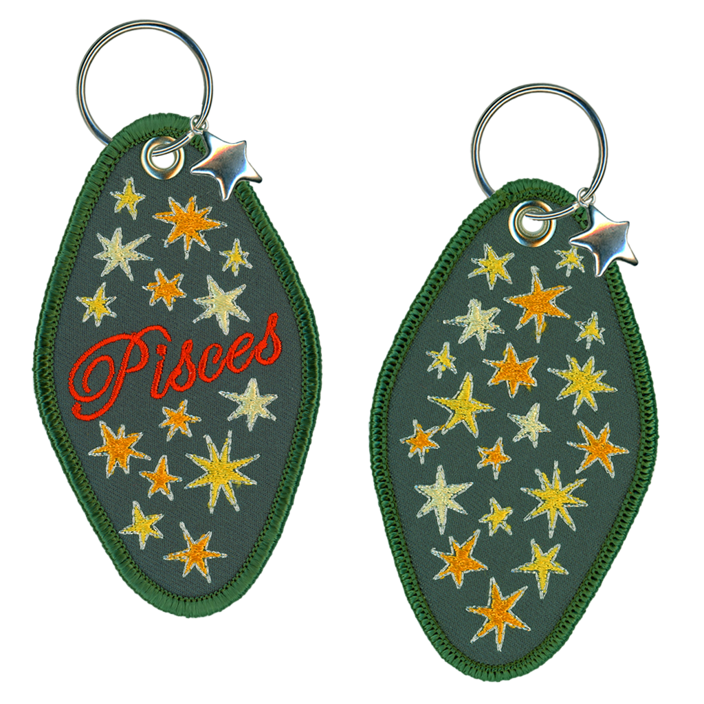 Pisces Embroidered Retro Motel Keychain
