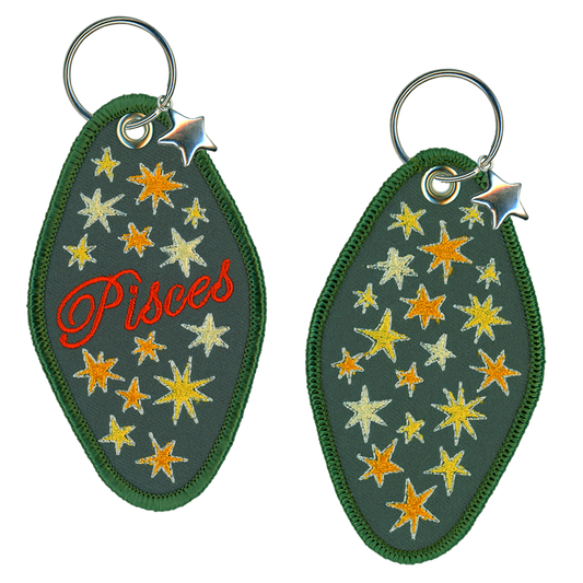 Pisces Embroidered Retro Motel Keychain