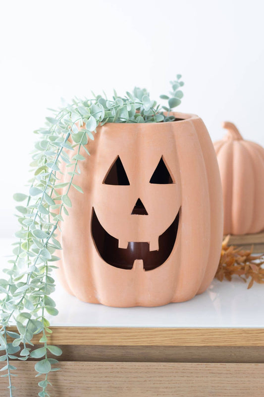 25cm Terracotta Cut Out Halloween Pumpkin Decoration
