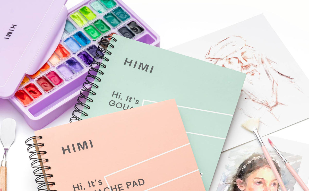 HIMI Paper Pad Gouache 21.5 x 21.5cm 160g 50page Spiral Pink