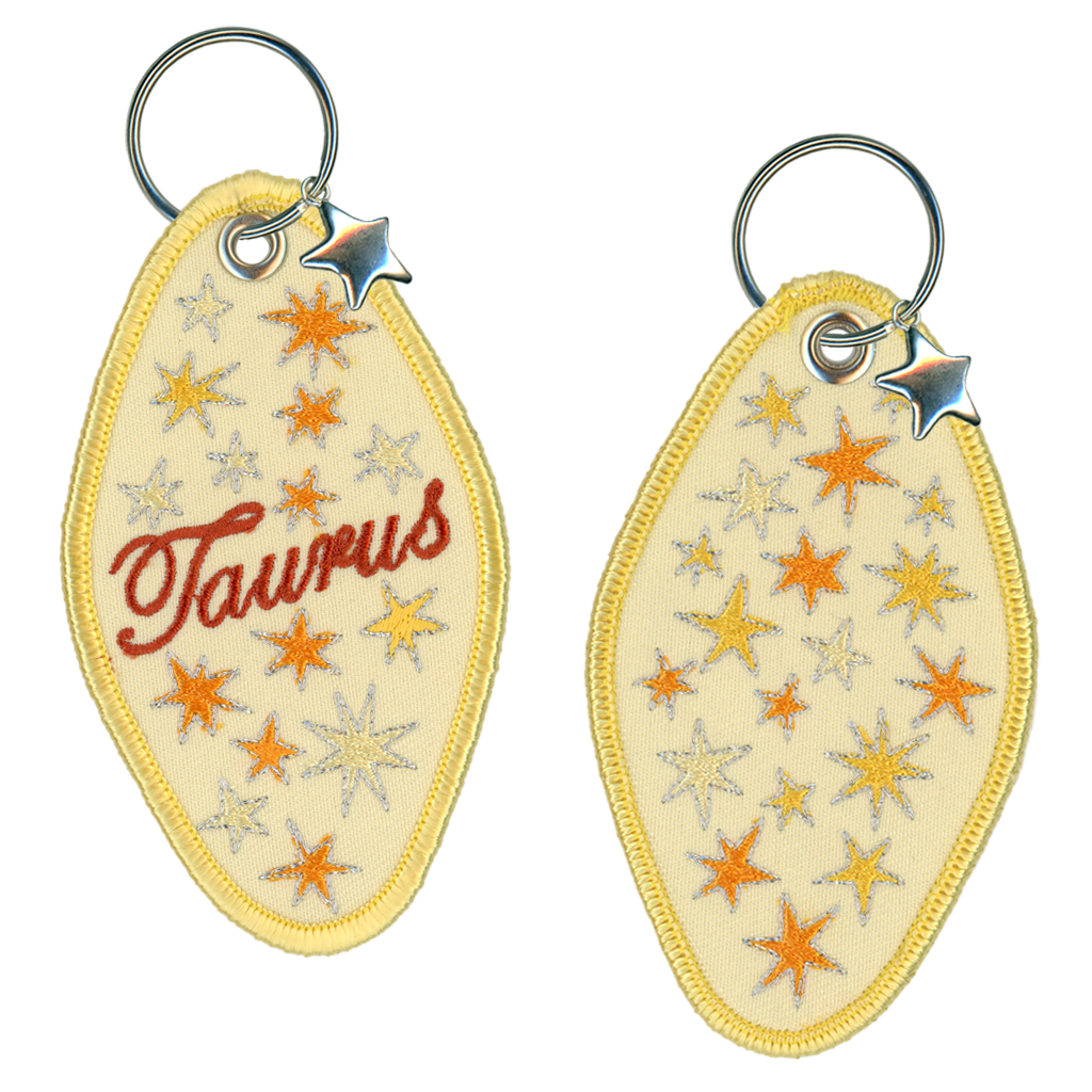 Taurus Embroidered Retro Motel Keychain
