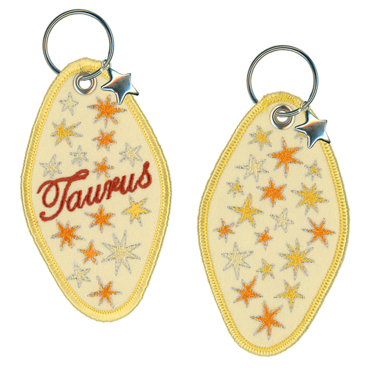 Taurus Embroidered Retro Motel Keychain